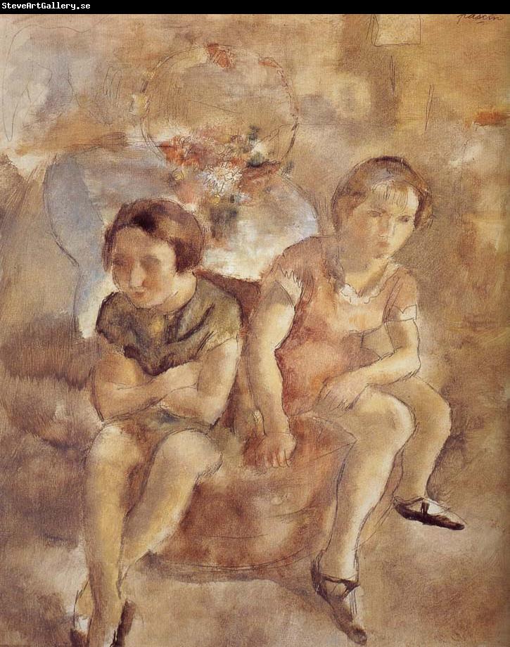 Jules Pascin Two seated maiden